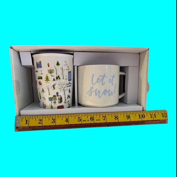 Opalhouse 2 Piece Porcelain City Scene & Let It Snow Classic Mug Box Set Unused - Picture 7 of 15